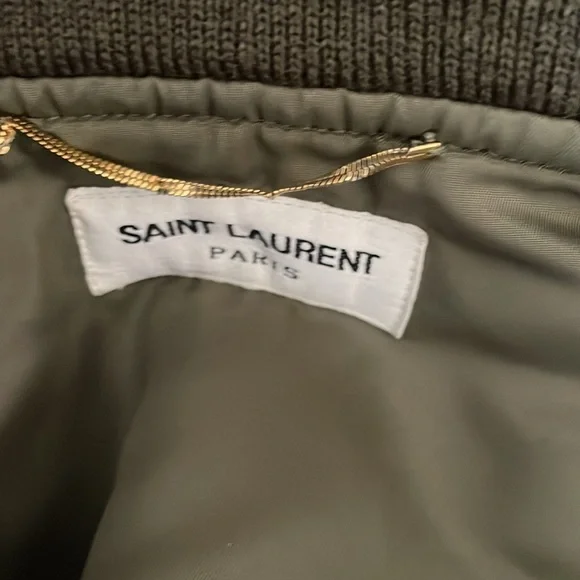 💚 Saint Laurent Green Padded Bomber Jacket - Picture 10 of 12